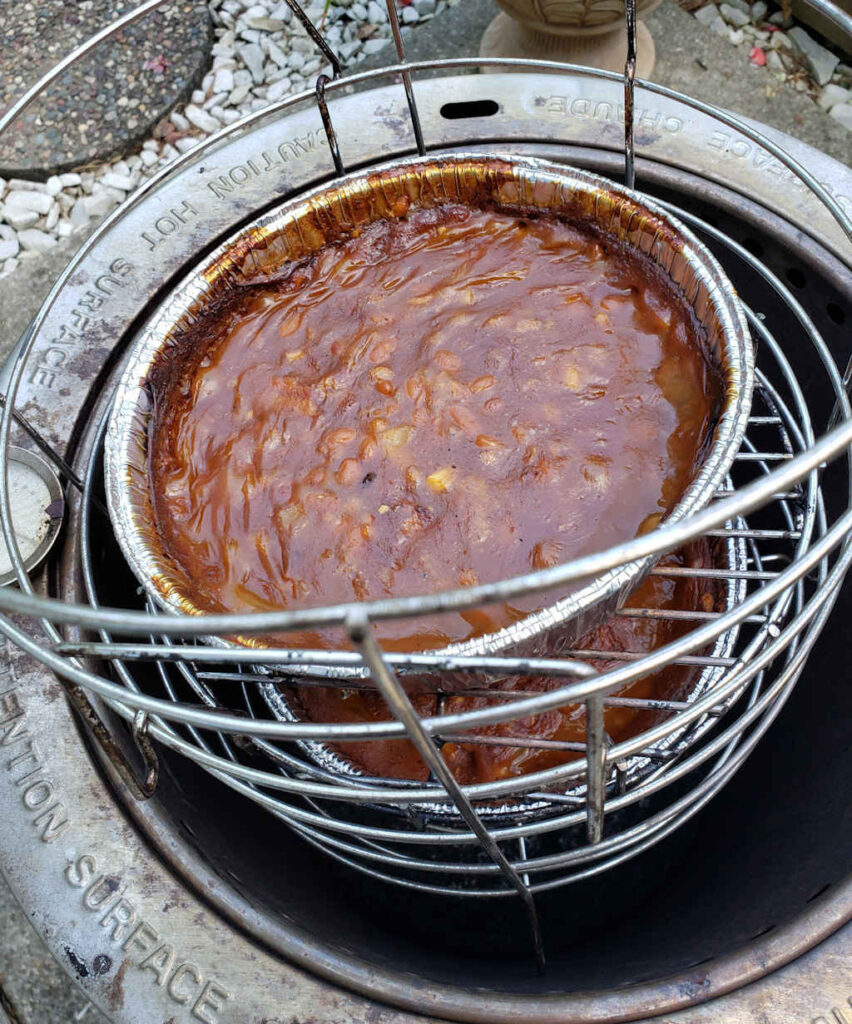 Apple Pie Baked Beans on the Char-Broil Big Easy