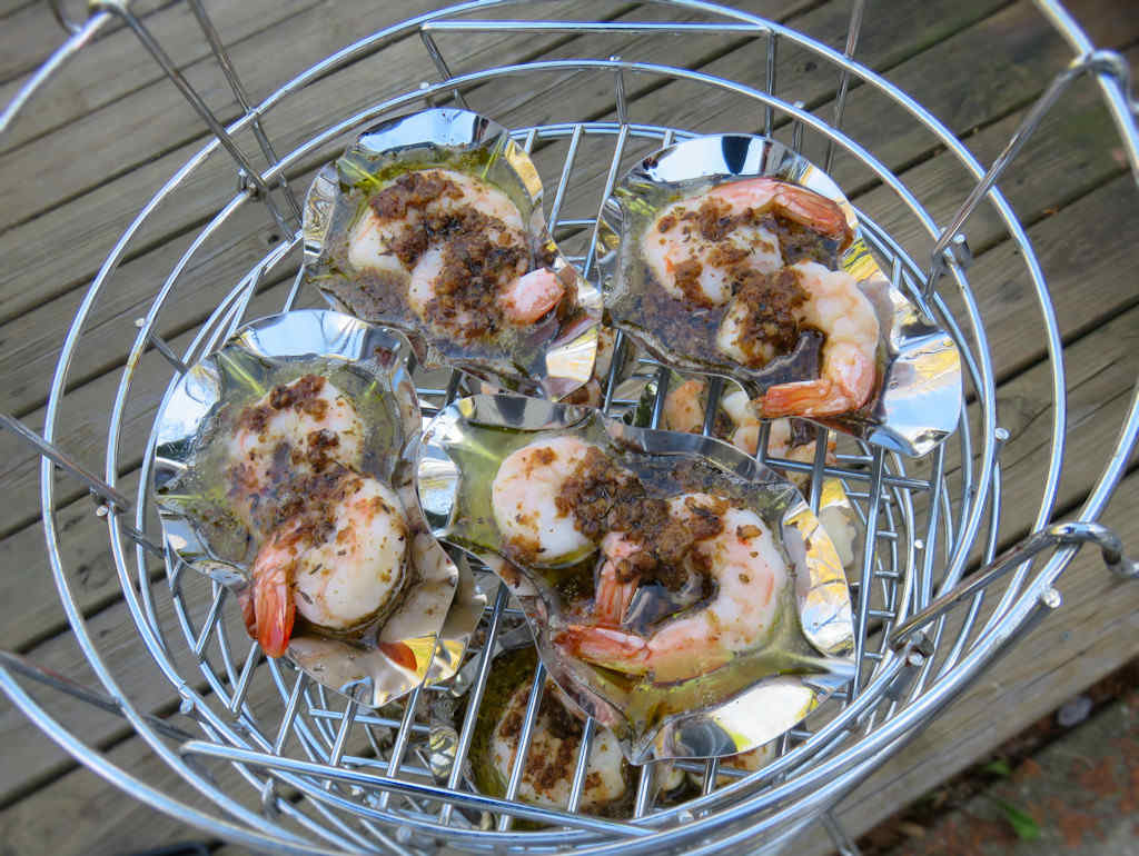 BBQ Shrimp in Oyster Shells on the Char-Broil Big Easy