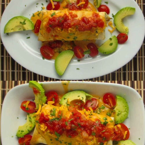 Baked Smothered Chicken Burritos