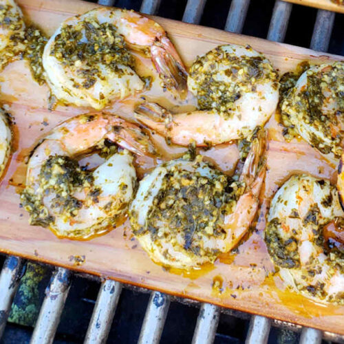 Cedar Planked Shrimp with Pesto Life's A Tomato
