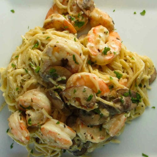 Creamy Grilled Shrimp and Mushroom Pasta