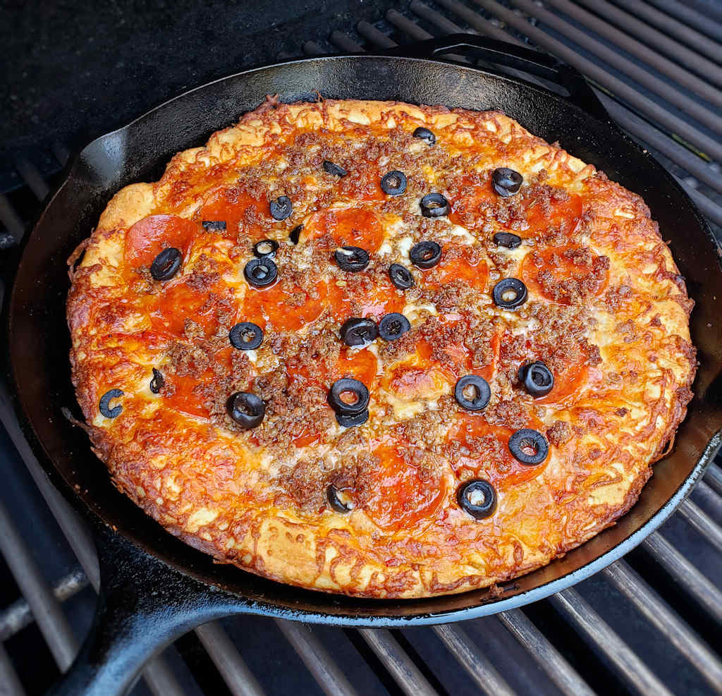 Easy Deep-Dish Pizza using a Gas Grill