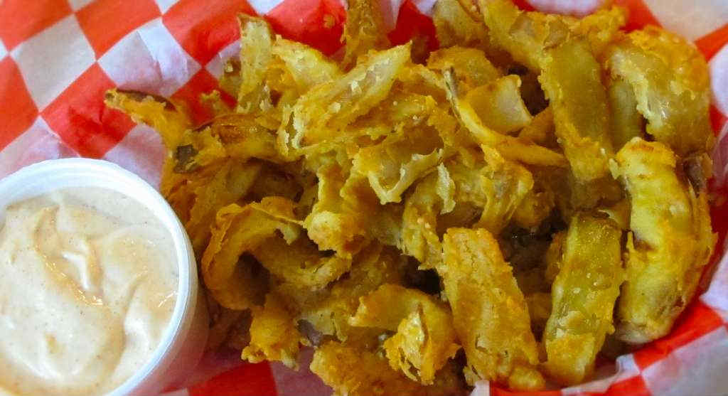 Fried Onion Strips with Dipping Sauce