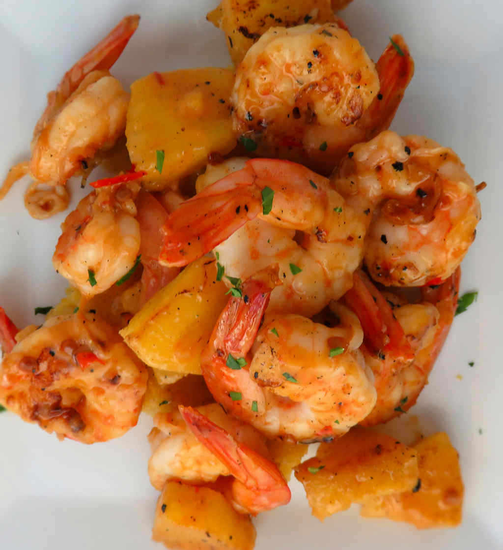 Grilled Coconut and Pineapple Sweet Chili Shrimp