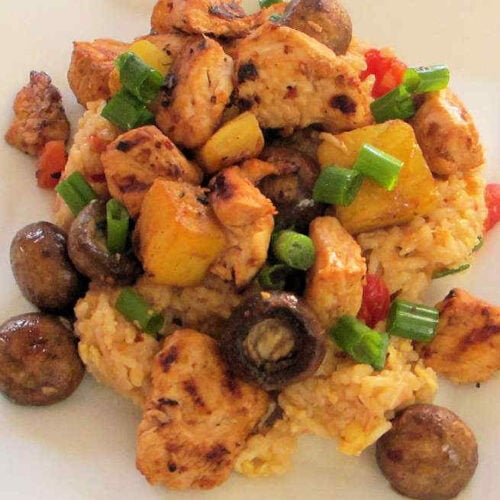 Grilled Kung Pao Chicken and Egg-Fried Rice