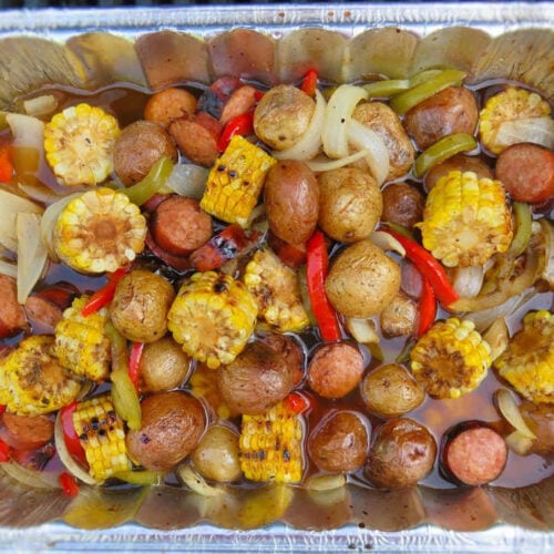 Grilled Marinated Sausage and Vegetable Medley