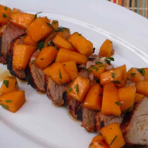 Grilled Pork Tenderloin with Cantaloupe Salsa