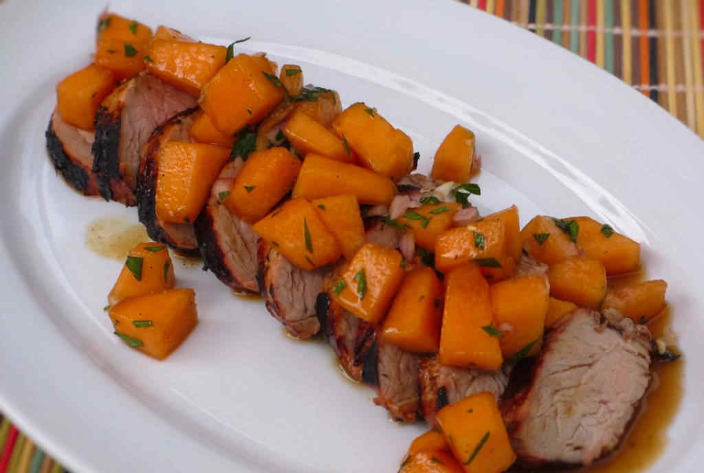 Grilled Pork Tenderloin with Cantaloupe Salsa