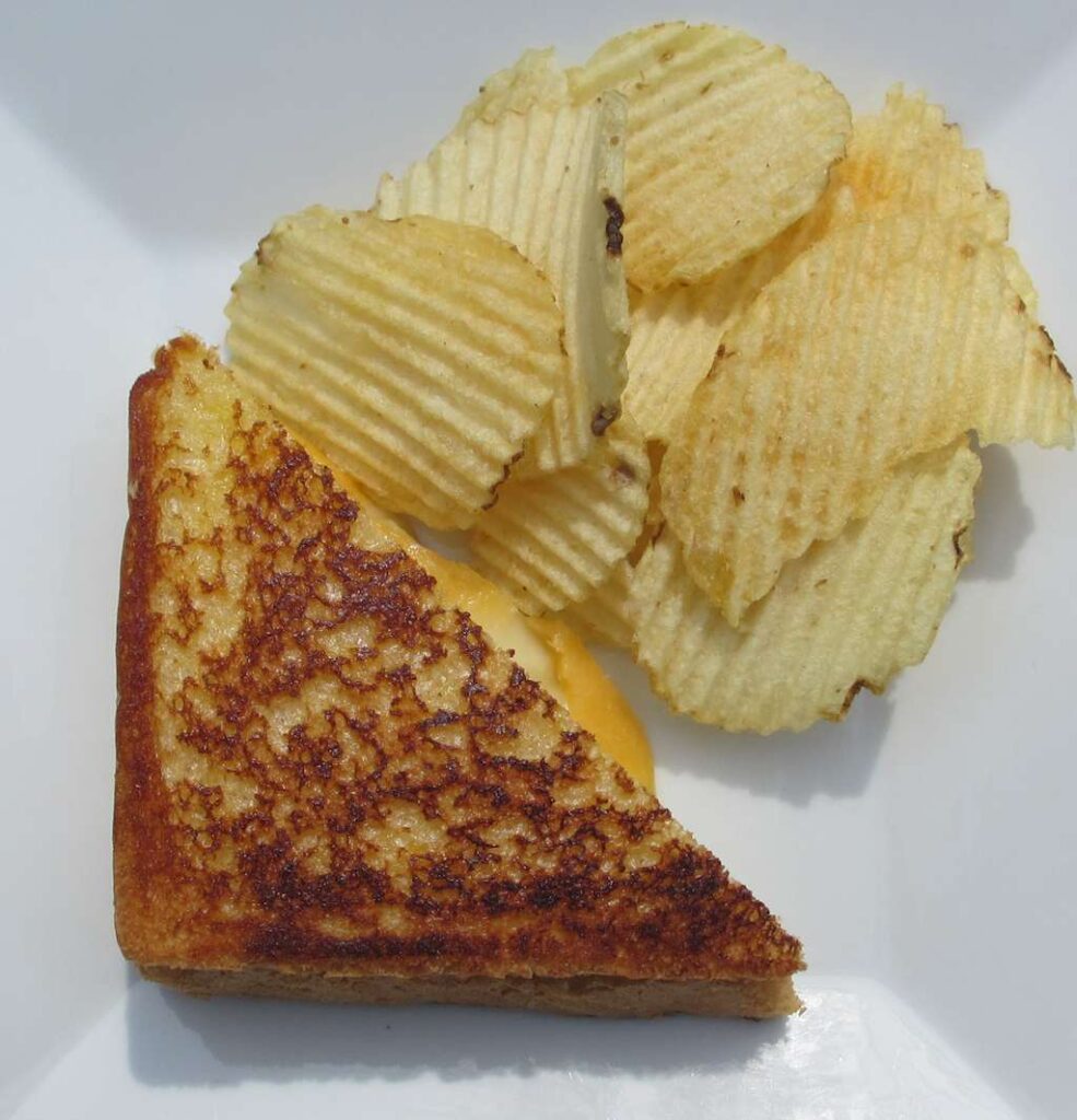 Grilled Smoked Cheese Sandwich with Smoked Chips