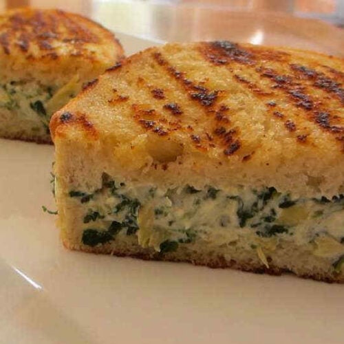 Grilled Spinach and Artichoke Cheese Sandwich