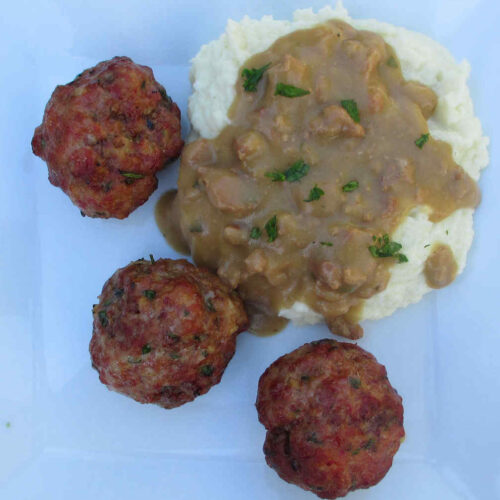 Italian Meatballs and Gravy Grilled Country Style