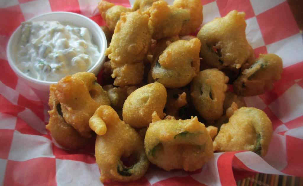 Jalapeno Bottle Caps with Blue Cheese Dip