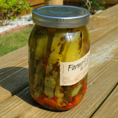 Jarred Grilled Pickles