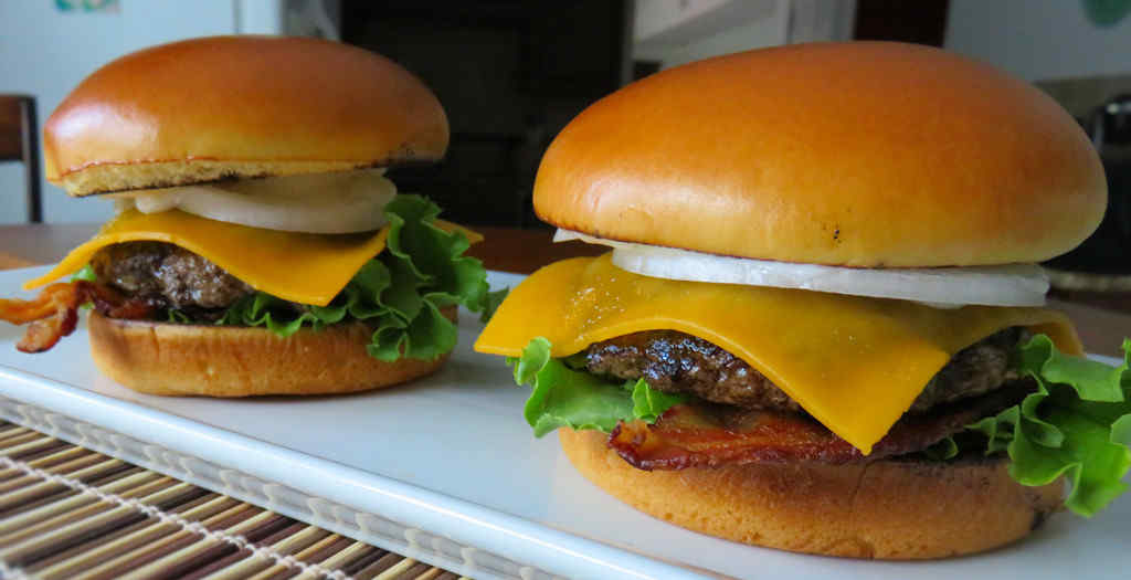 Pepper Crusted Bacon Cheeseburgers