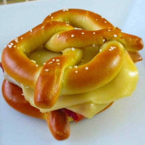 Pretzel Grilled Bacon and Cheese Sandwiches