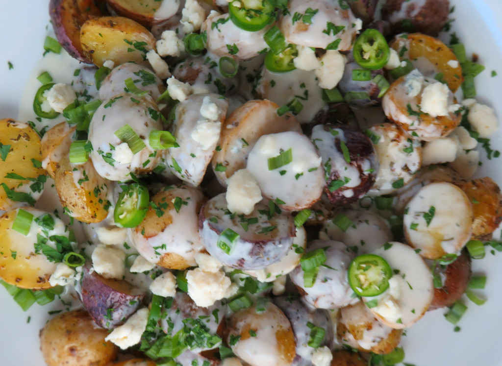 Roasted Potatoes with Warm Blue Cheese Sauce