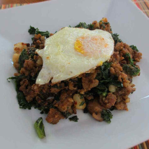 Sausage Mushroom Kale Hash