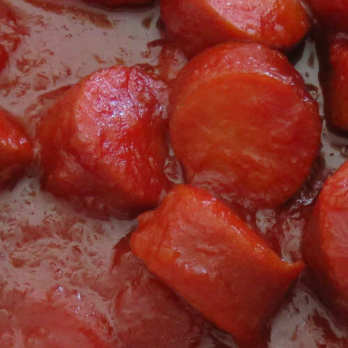 SlowCooker Bourbon Cocktail Sausages Life's A Tomato