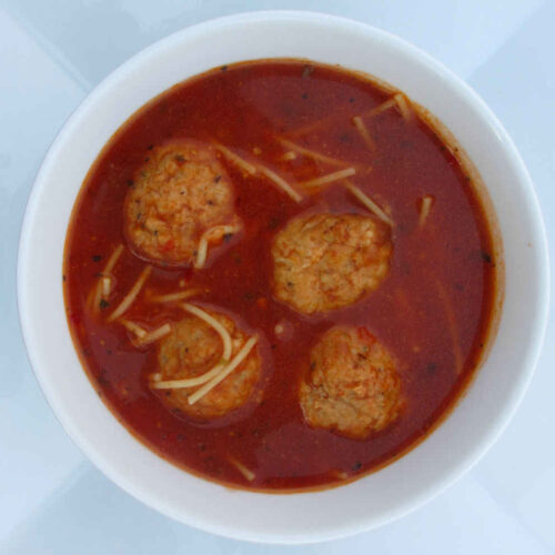 Slow Cooker Spicy Spaghetti and Meatball Soup