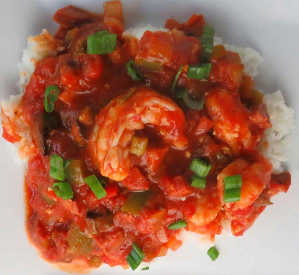 Smothered Okra and Tomatoes with Shrimp and Andouille