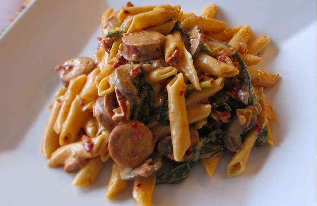 Spicy Sausage and Sun-Dried Tomato Penne Rigate