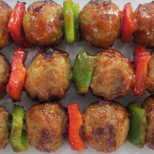 Sweet-and-Sour Meatball Skewers