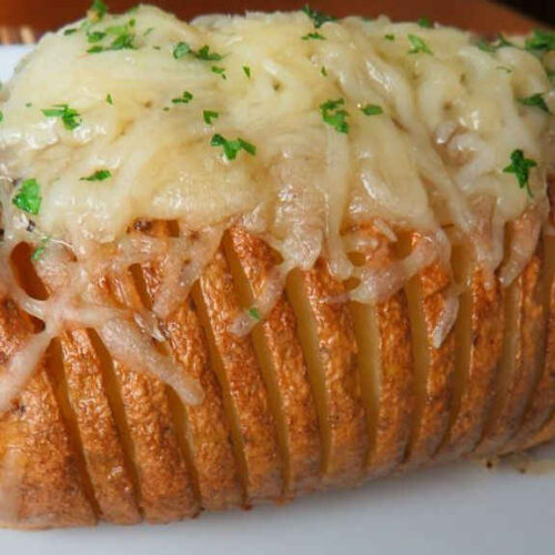 Three Cheese Hasselback Potatoes