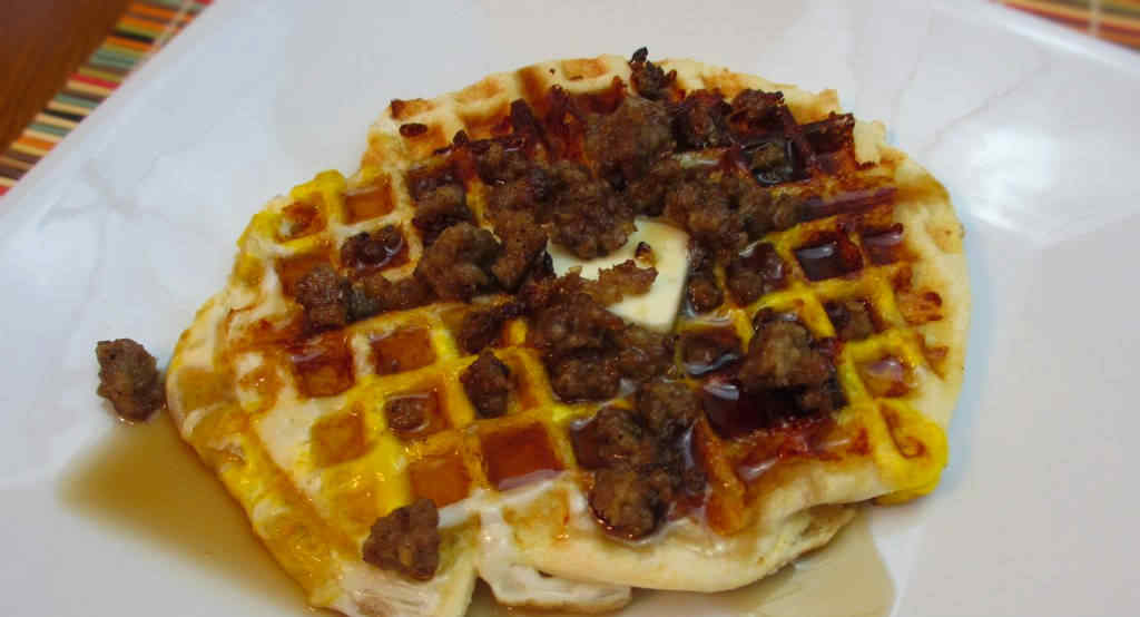 Waffle Iron Eggs and Biscuits