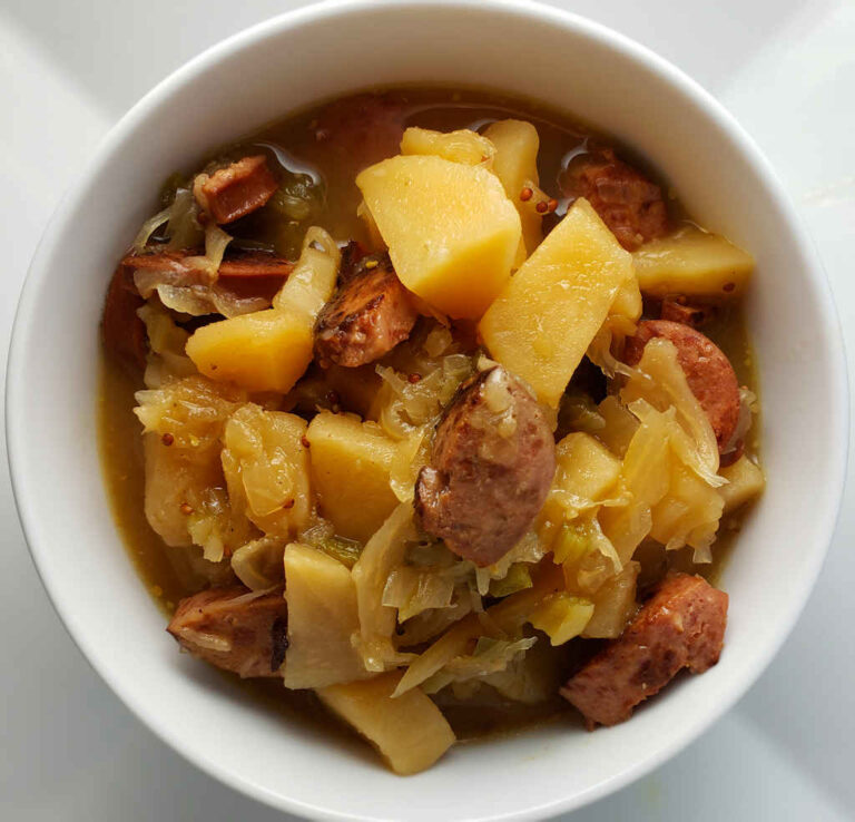 Slow Cooker Kielbasa Sauerkraut and Potato Soup Life's A Tomato