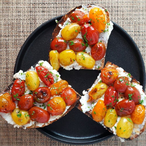 Grilled Blistered Tomato and Ricotta Bruschetta