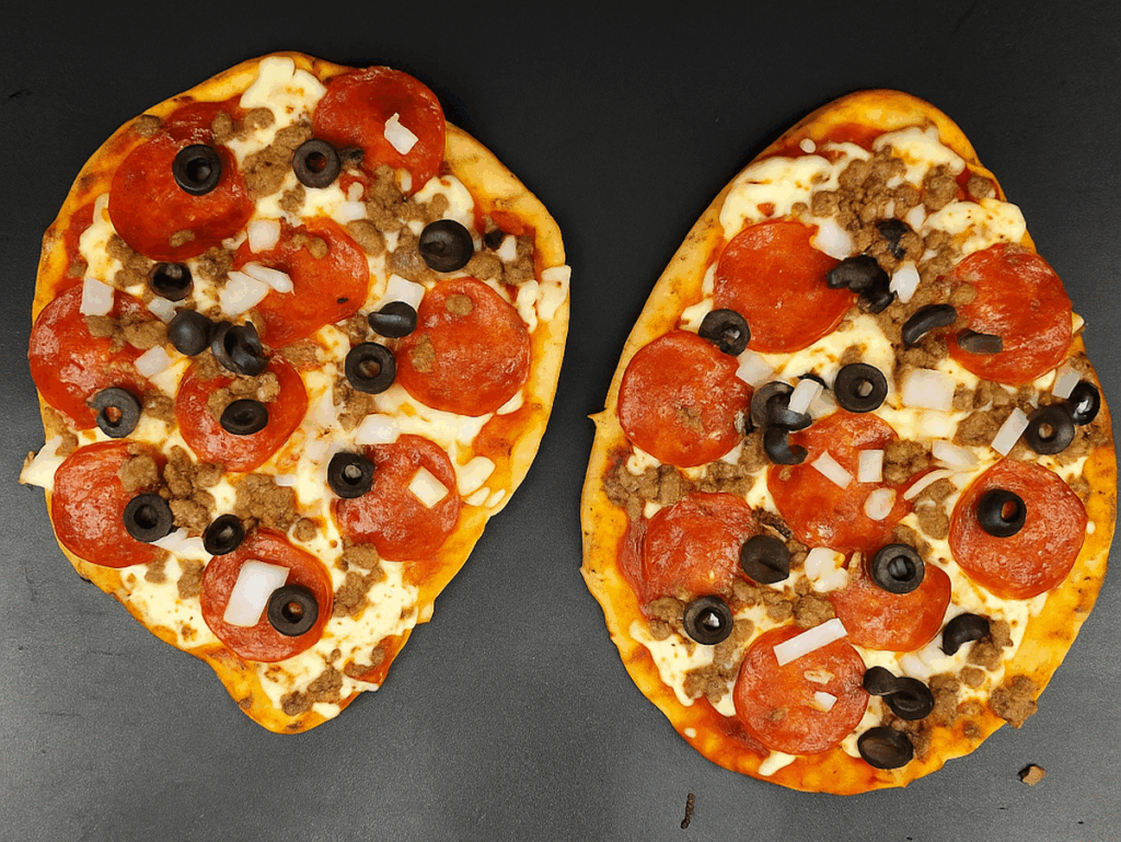 Garlic Naan Pizzas using a Griddle
