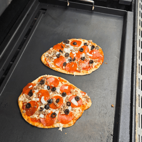 Garlic Naan Pizzas using a Griddle