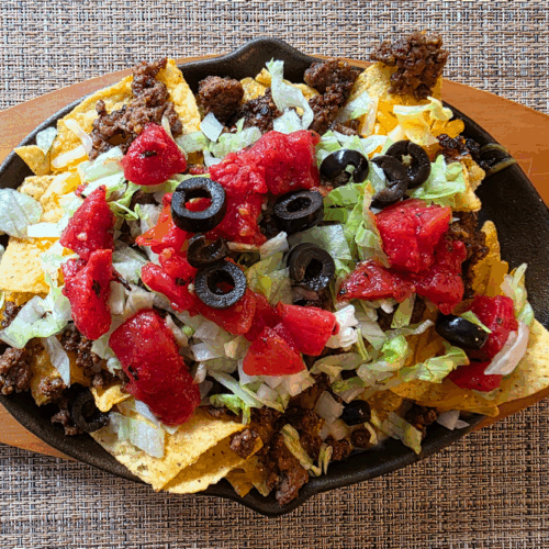 Ground Beef Nachos using a Griddle
