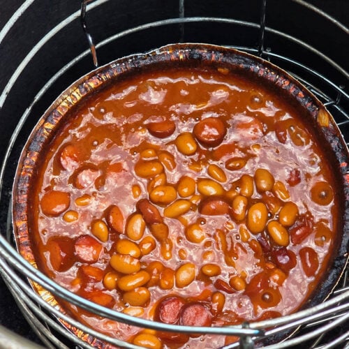Hot Dog Baked Beans on the Char-Broil Big Easy