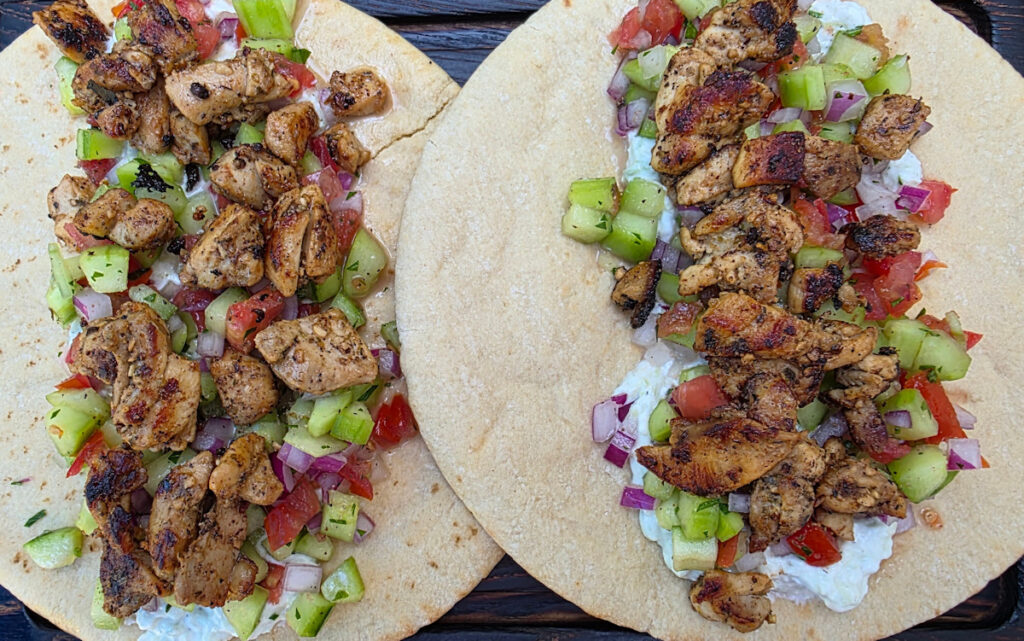 Grilled Chicken Gyros using an Outdoor Griddle