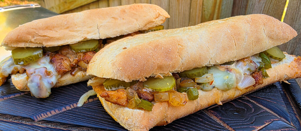 Nashville Hot Chicken Cheesesteaks using an Outdoor Griddle