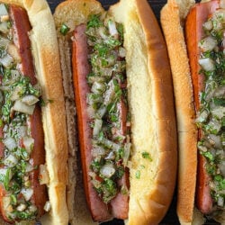 Air Fryer Smoked Sausage Sandwiches with Chimichurri Sauce