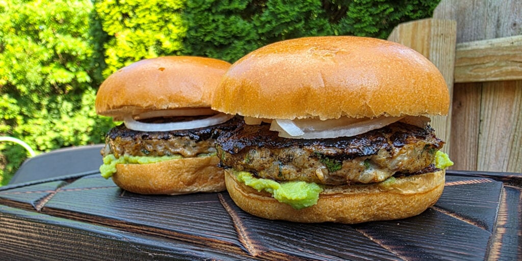 Cheddar Jalapeno Chicken Burgers with Guacamole