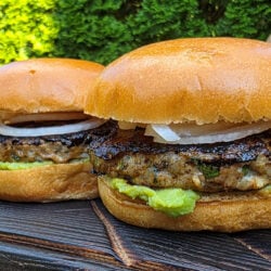 Cheddar Jalapeno Chicken Burgers with Guacamole